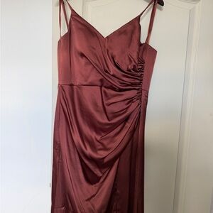 Revelry Cinnamon Rose Satin “Rory” Maxi Dress